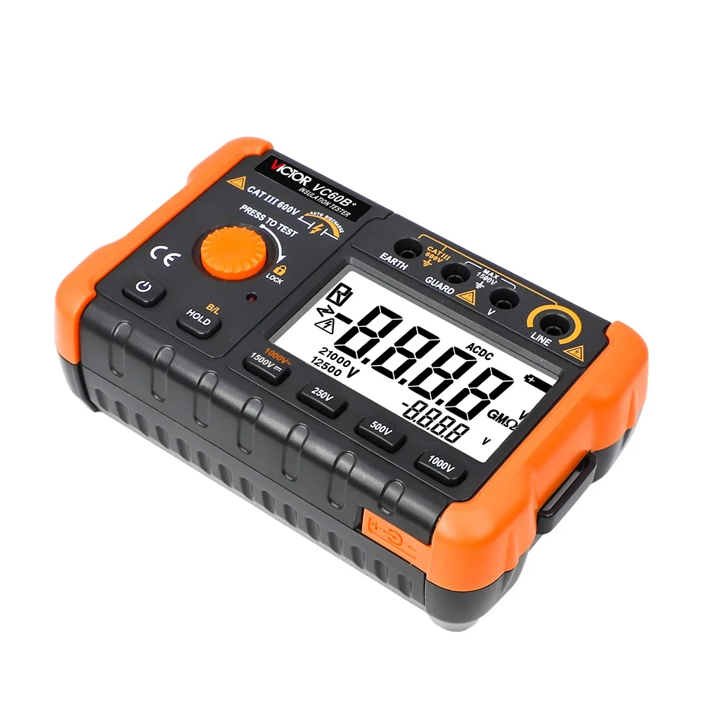 VICTOR VC60B + 5000-значный ЖК-дисплей новая версия 250 В 500 1000 цифровой тестер