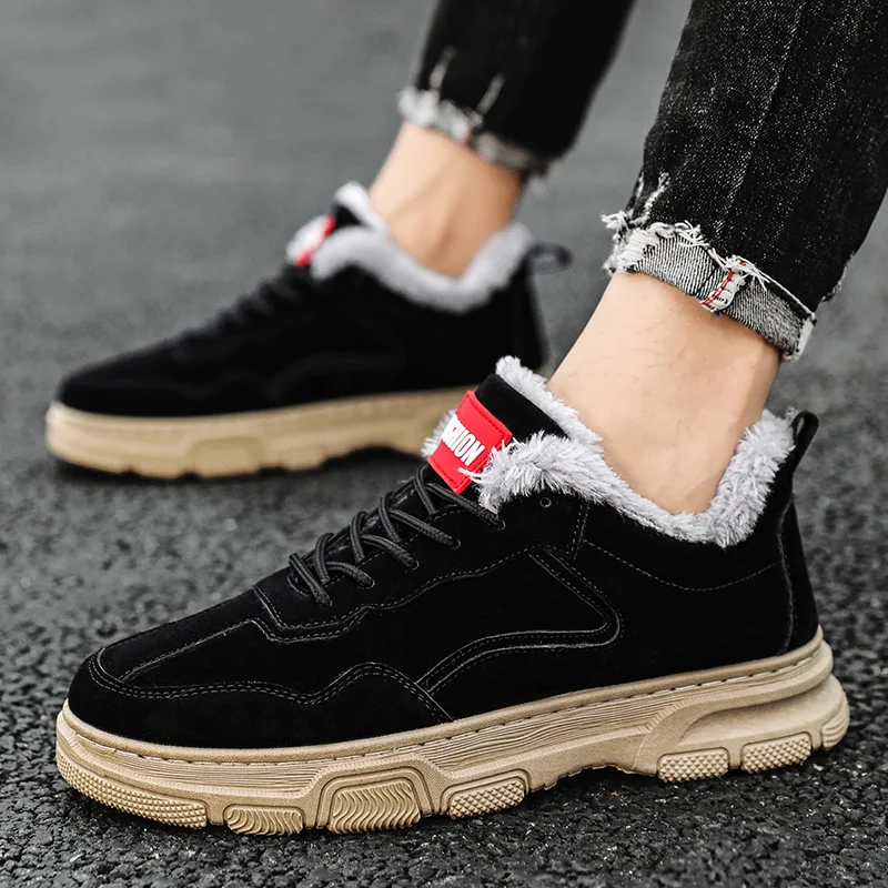 

High-quality Men Boots New Shoes for Men Plus Velvet Outdoor Boots Warm Cotton Shoes Non-slip Platform Casual Shoes Short Boots