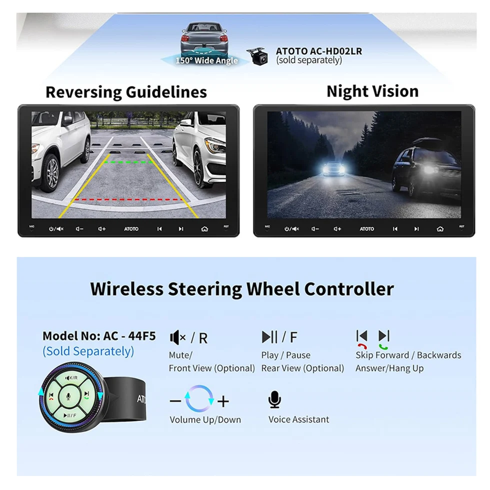 ATOTO 9-дюймовый автомобильный мультимедийный плеер 2 Din Bluetooth GPS-навигация Радио