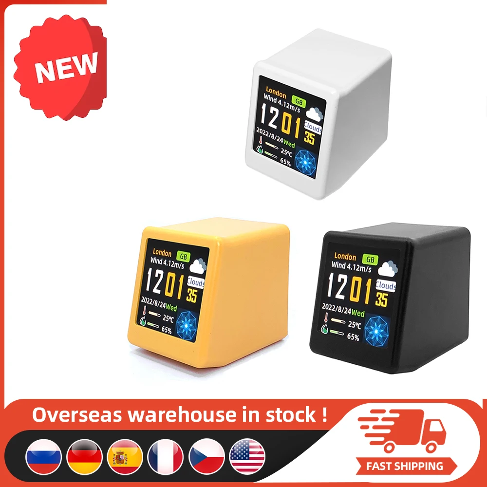 

Смарт-метеостанция с Wi-Fi, часы беспроводные, 3 Gif анимации, термометр, настольные часы с функцией повтора температуры и влажности, будильник