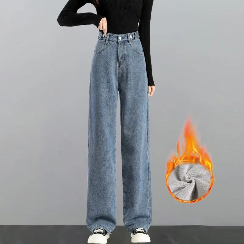 Однотонные хлопковые джинсы с высокой талией и карманами элегантная мода