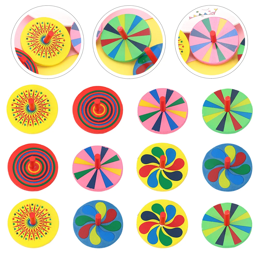 

Toptopskid Gyroscope Woodengyro Dreidels Decompression Wood Painting Kids