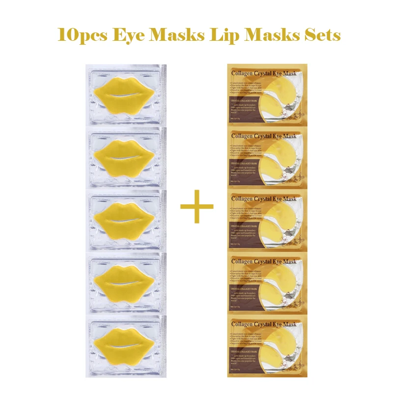 

10pcs Lip Eye Mask Set Moisturing Nourishing Lips Masks Anti Aging Wrinkle Dark Circles Eye Patches Beauty Korean Skin Care Sets