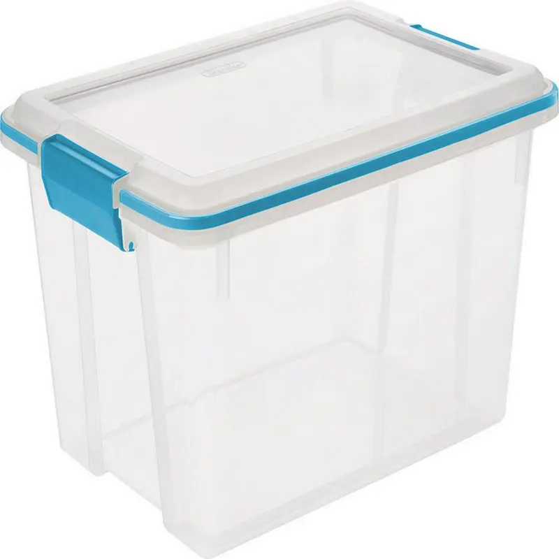 

20 Qt. Clear Gasket Storage Box, Blue Latches with Clear Lid