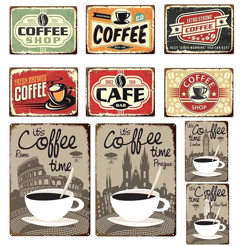 

Coffee Metal Tin Sign Rusty Vintage Poster Metal Plaque Home Bar Club Cafe Wall Decor Signs Industrial Decoration Wall Plate