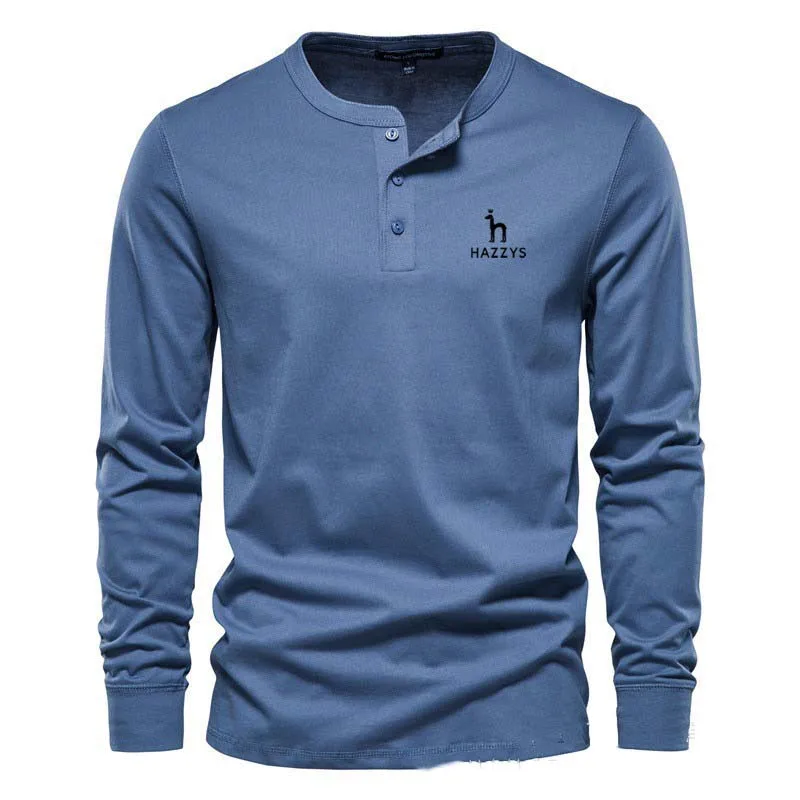 Men's Golf HAZZYS Polo Wear Casual Sweatshirts Hoodie Buttons Slim Pullover Long Sleeve Spring Autumn Men Pieces O-Neck Male
