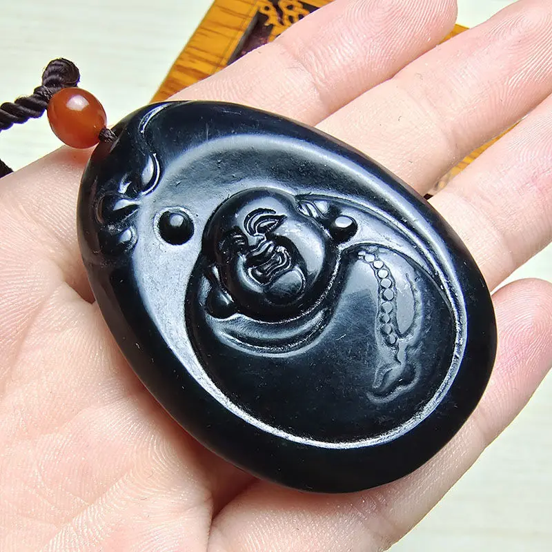 Подвеска Будды Maitreya черного и зеленого цвета Женский король медицины камень