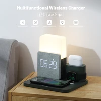 Wireless Charger 3 In 1 Fast Charging Digital Alarm Clock Night Light for IPhone 13 Watch/AirPods Charging Support Dropshipping