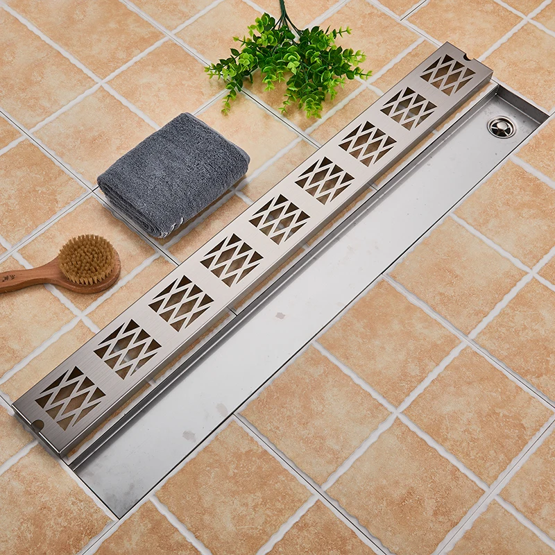 

900mm Long Strip Floor Drain 304 Stainless Steel Odor-resistant Shower Drain Brushed Large Flow Linear Channel Floor Drain