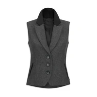 streetwear womens vest wool v neck tank single breasted ladies suit tank top