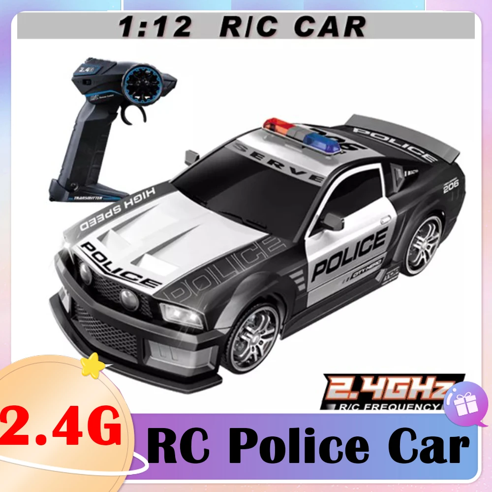 

1/12 Police RC Car 2.4GHz Super Fast Remote Control Cars Toy with Lights Durable Chase Drift Electric Vehicle Toys for Boys Kid