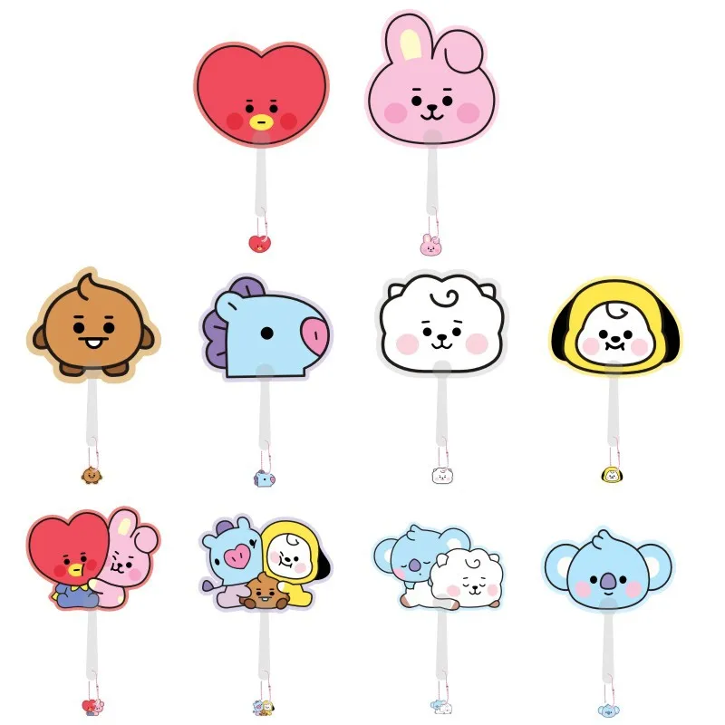 

Kawaii BT21 веер специальной формы кулон веер поддержка веера Детский мультфильм аниме стиль небольшие подарки для друзей подарок на день рожде...