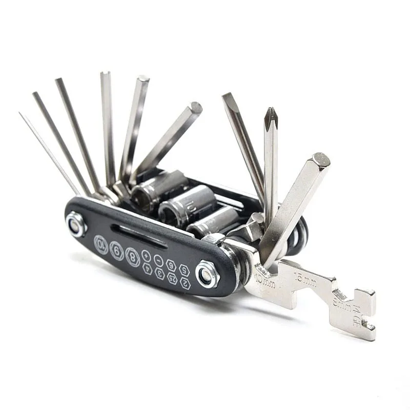 

Bike Tools 15 In 1 Bicycle Repairing Set Bike Repair Tool Kit Wrench Screwdriver Chain Carbon steel bicycle Multifunction Tool