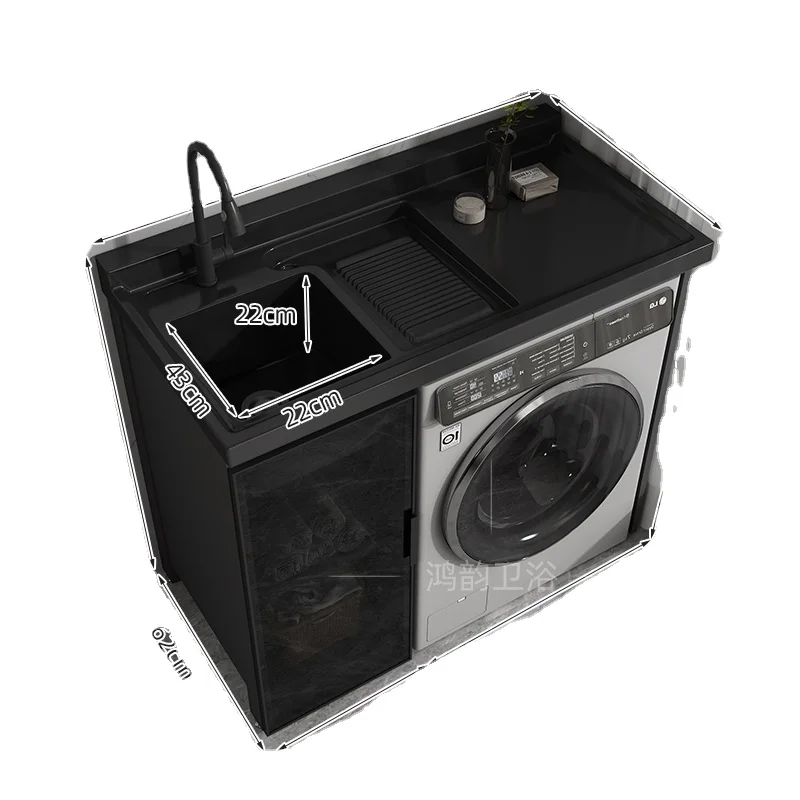 

ZL Customized Corner Cutting Washing Machine Cabinet Washing Machine Integrated Counter Basin with Washboard Tank