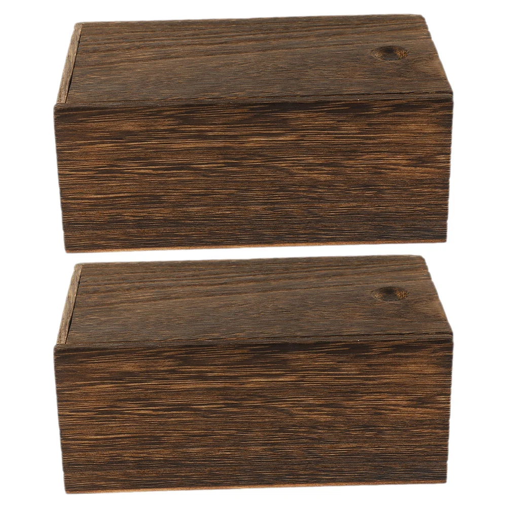 

2pcs Vintage Wood Lid with Sliding Lid Jewelry Box Trinket Box for Wedding Home