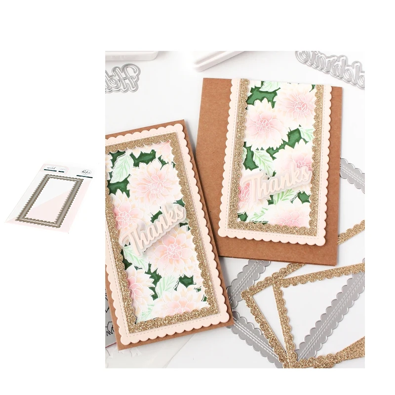 

JC Ripple Rectangle Frame Craft Mold Metal Cutting Dies for Scrapbooking Stencil Handmade Tool Paper Make Decoration Template