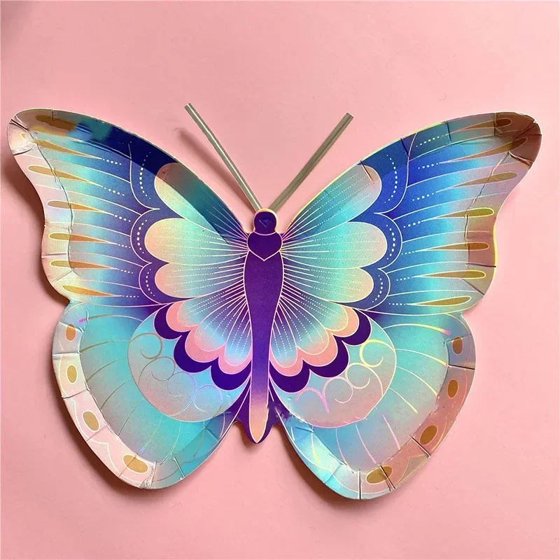 Одноразовые тарелки с красочными бабочками 8 гостей весенняя бабочка Сказочная