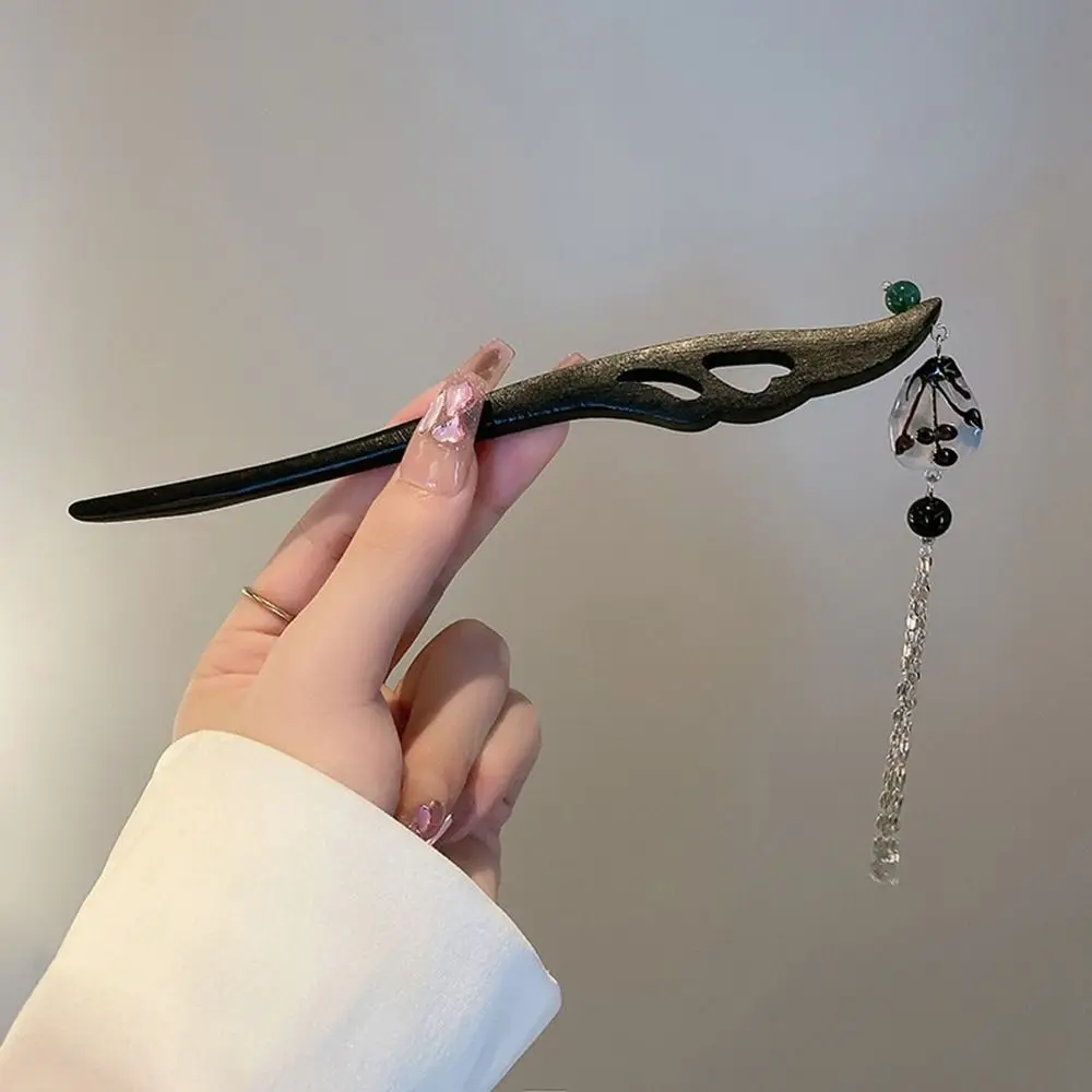

New Chinese Style Wooden Hairpin Hair Sticks Vintage Temperament Tassel Hairpin Hanfu Ancient Style Exquisite Cheongsam