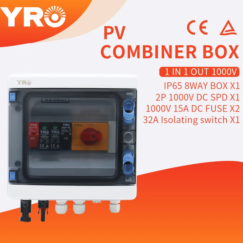 

1 in 1 out 1000V Photovoltaic lightning protection photovoltaic DC combiner box waterproof plastic distribution box complete