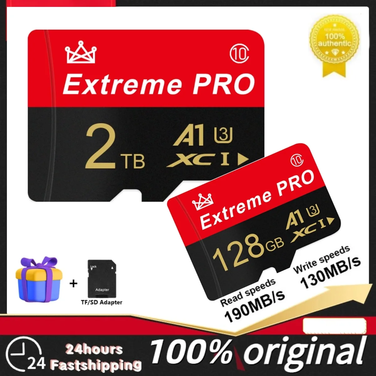 Фото Высокоскоростная карта памяти Micro SD U3 V30 TF/SD для мобильных телефонов, камер, планшетов, экстремально быстрая карта памяти 128GB 256GB 512GB 64GB для Switch №1
