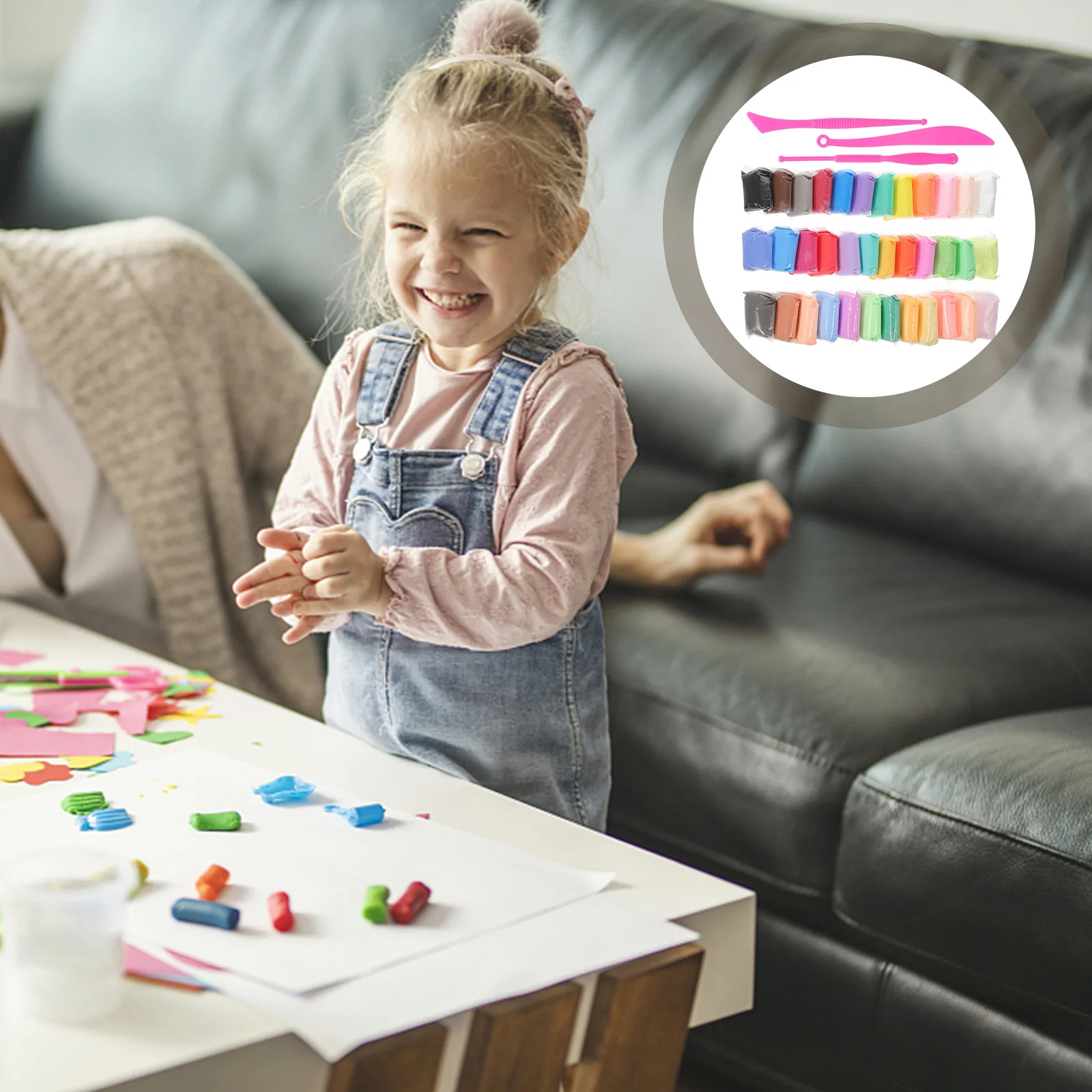 

Children's Clay Set Air Dryer Toys Tool Modeling DIY Crafts Plaything Kit Toddler Bright Color Kid