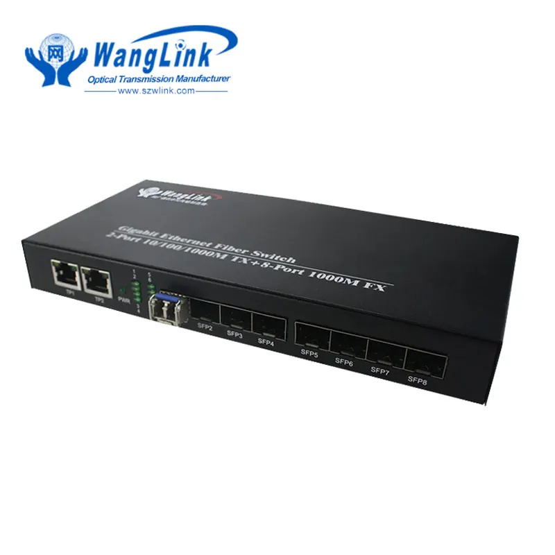 

Wanglink 1,25G 8 волоконных портов + 2 rj45 порта двойной волоконный медиаконвертер sfp модуль Одномодовый