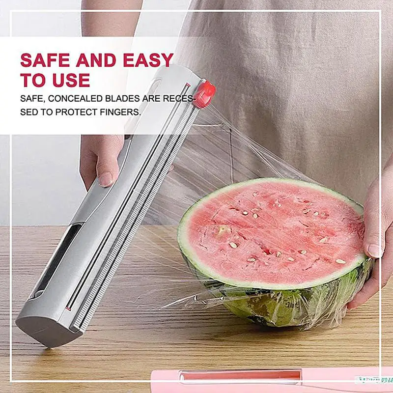 

Foil Dispenser With Cutter Cling Plastic Wrap Dispenser Kitchen Accessories Film Cutter Food Fresh Kitchen Convenience Storage