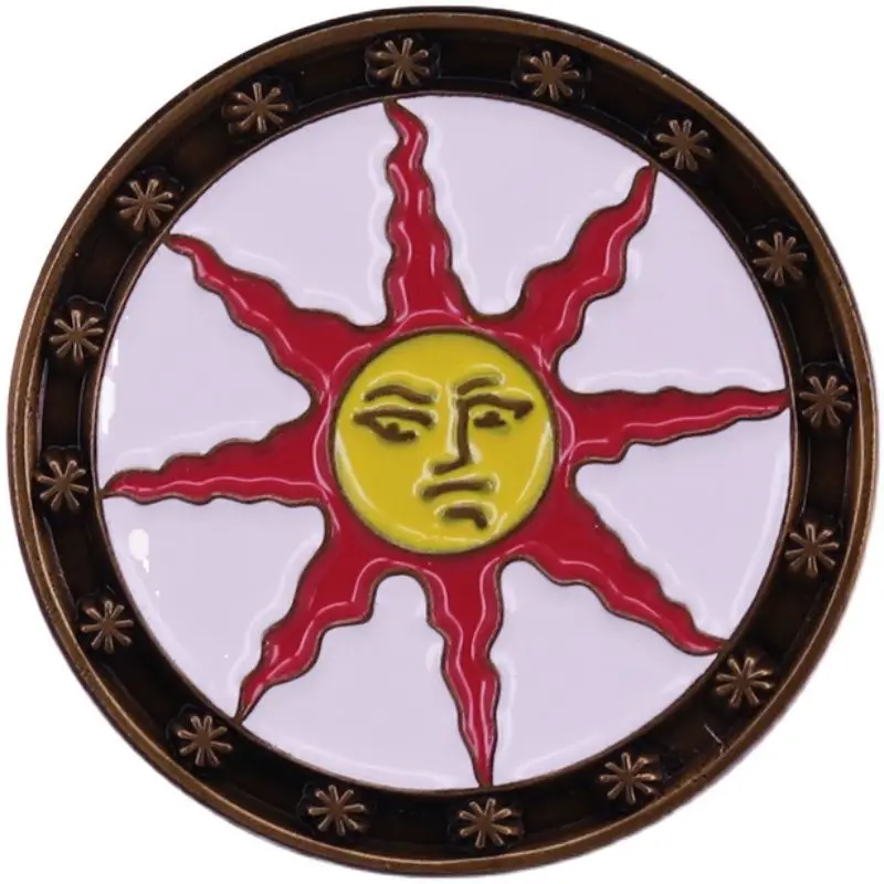 Фото Новый DARK SOULS Solaire of Astora Sunlight Shield игровая периферия двумерный персонализированный металлический значок креативная брошь в подарок №2
