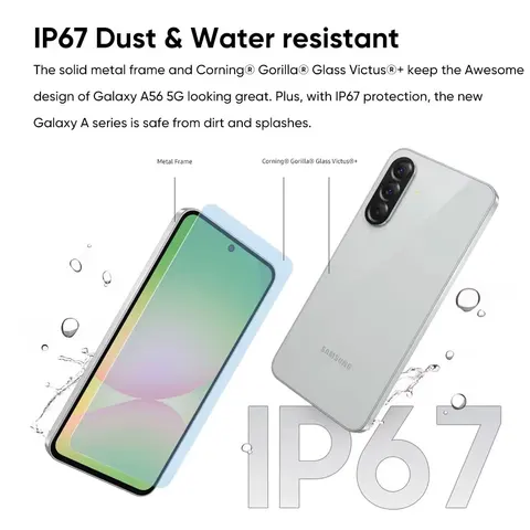 Глобальная версия смартфона Samsung Galaxy A56 5G, процессор Exynos 1580, 6.7-дюймовый дисплей Super AMOLED с частотой 120 Гц, камера 50 МП, аккумулятор 5000 мАч, защита IP67