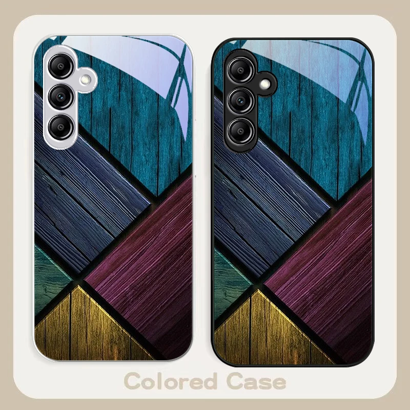 Colored brick wall for Samsung Galaxy A01 02 03 Core A04 A14 4G A13 54 34 31 20 25 23 22 5G S21 Ultra S20 glass phone case