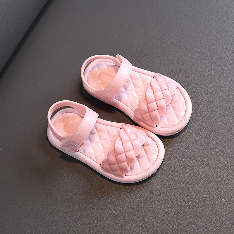 

Girls Sandals Summer Solid Color Princess Shoes Non-slip Kids Beach Sandals Size 24-35
