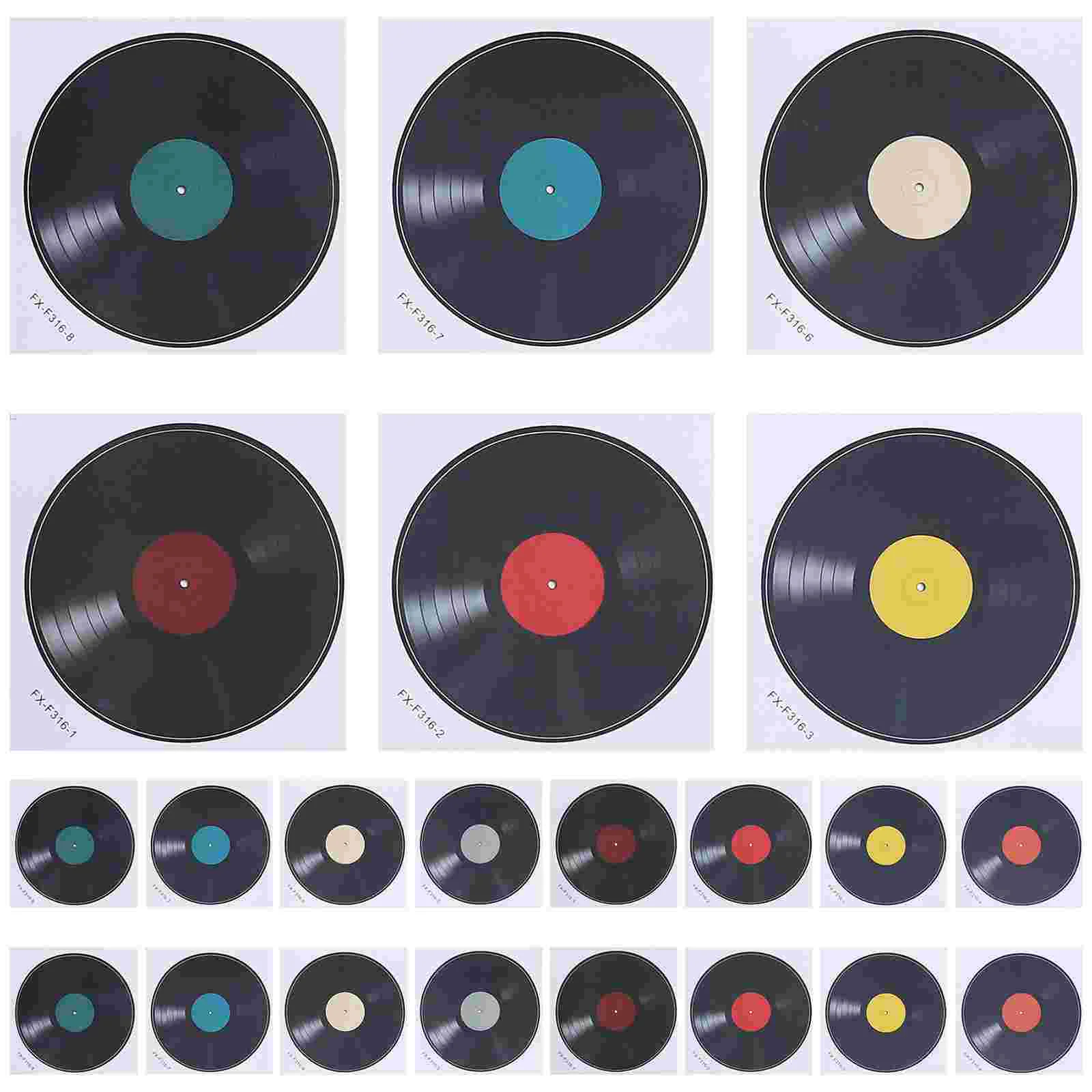 

24 Pcs Bar Wall Decorations Sticker CD Fake Records Decals Home Music Backdrop Cds Room