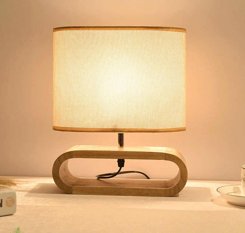 

Retro Nostalgic Log Fabric Table Lamp LED E27 Bedroom Bedside Table Lamp Loft Study Dining Table Atmosphere Night Light