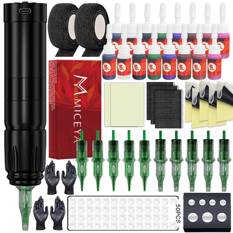 Полный комплект беспроводной тату-машины вращающаяся ручка для с беспроводным