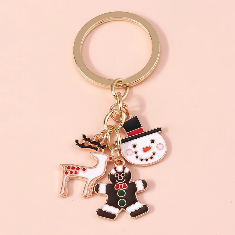 

Cartoon Enamel Christmas Deer Antlers Snowman Keychains for Car Key Souvenir Gifts for Women Men Handbag Pendants Keyrings Gift