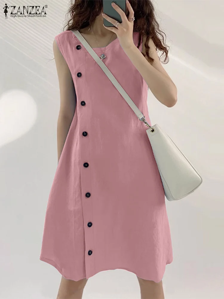 Платье женское летнее без рукавов до колена однотонное