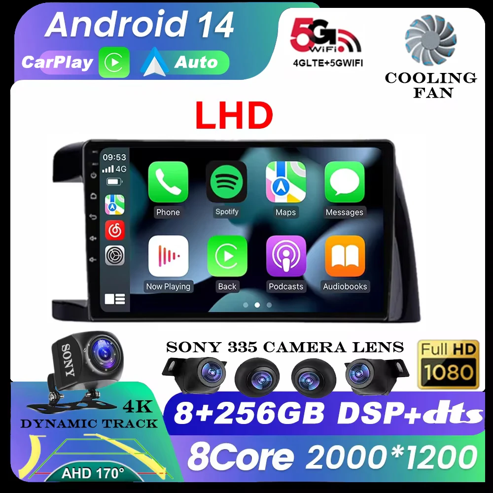 Android 14 для Toyota Wish XE10 2003 - 2009 LHD Carplay Автомагнитола мультимедийный плеер GPS DVD