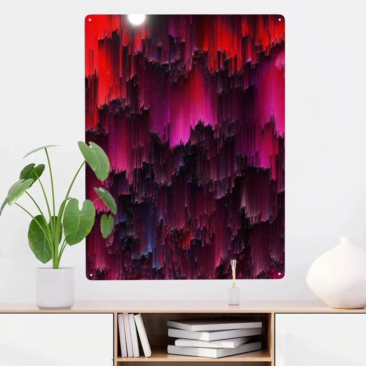 

Abstract Geometric Red Art Metal Tin Sign Decor Tinplate Wear-resistant Decor Space Decor Garage