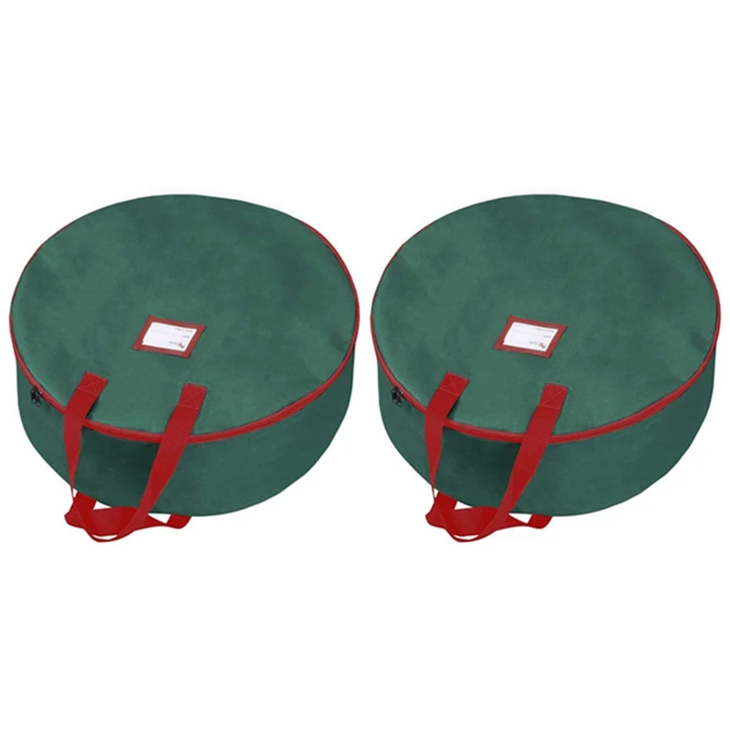 

2Pcs Christmas Holiday Wreath Storage Bag Round Home Storage Dust Bag Oxford Storage Bag