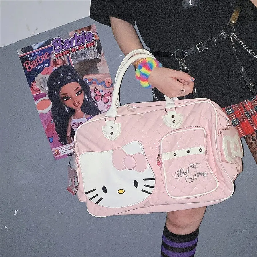 Bags for Women Purses and Handbags Sanrio Hello Kitty Bag Sweetheart Hot Girl Pu Super Large Capacity Travel Haversack