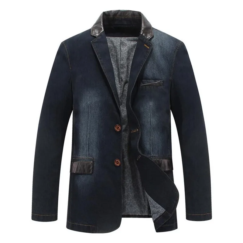 

Брендовый мужской Джинсовый блейзер оверсайз весна осень модный Мужской приталенный Повседневный джинсовый костюм куртка мужская одежда ...