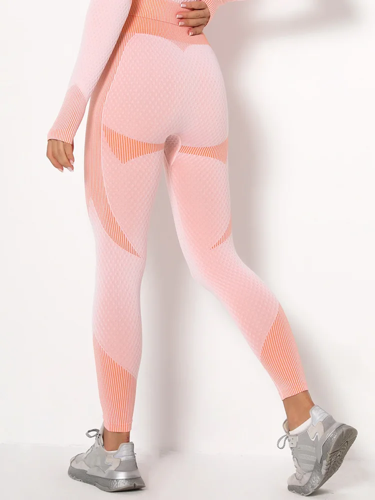 Seamless Fitness Leggings Gym Yoga Pants Women Strip Slim Leggins Elastic Breathable Tights High Waist Sexy Pant Girl Thin Pants