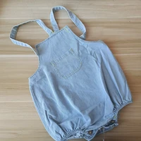 2022 infant baby girl denim bodysuit spring summer solid suspender rompers playsuits for boys cotton sleeveless kids clothes