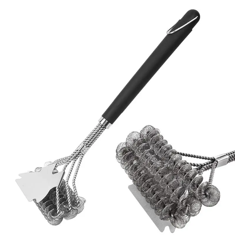 

Grill Scraper Grill Net Cleaning Brush With Non-slip Handle Stainless Steel Barbecue Oil Stain Scraper BBQ Grate Cleaner Brush