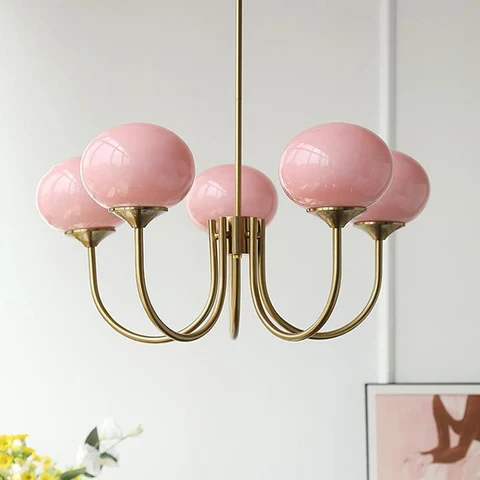 Скандинавская простая лампа для спальни, дизайнерская художественная теплая романтическая детская комната, розовая средневековая люстра Bauhaus