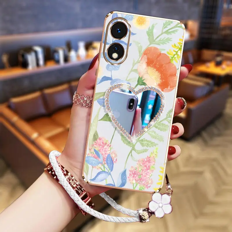 Фото Чехол для телефона A38 Magic Flower Bracelet Plating для Oppo A38 A32 A57E A57 A55 A54 A60 F25Pro F19Pro A58 A94 A54S A83 A77 A53 Cover №2