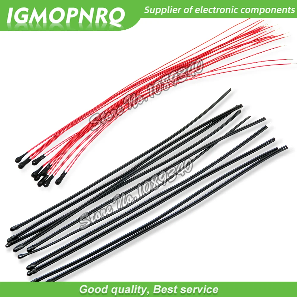 

10PCS/lot NTC Thermistor Thermal Resistor MF52B MF52D 10K 100K Probe strap wire B3950 B3435 1% 10CM Temperature control sensor