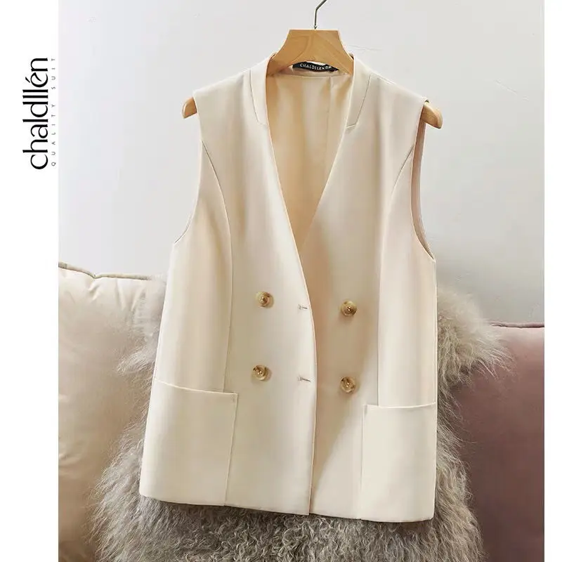Женский офисный жилет Блейзер новинка 2021 модная Свободная куртка без рукавов