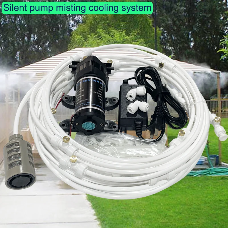 Garden Misting System 20FT-60FT  Atomizer Cooling Nebulizer With 0.4MM Orifice Thread Stainless Steel Misting Nozzle For Patio
