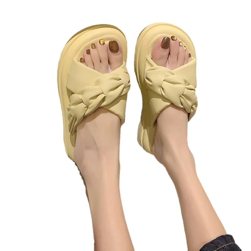 

Модные тапочки с открытым носком, женская одежда 2023, Новая повседневная Пляжная удобная женская обувь на толстой подошве